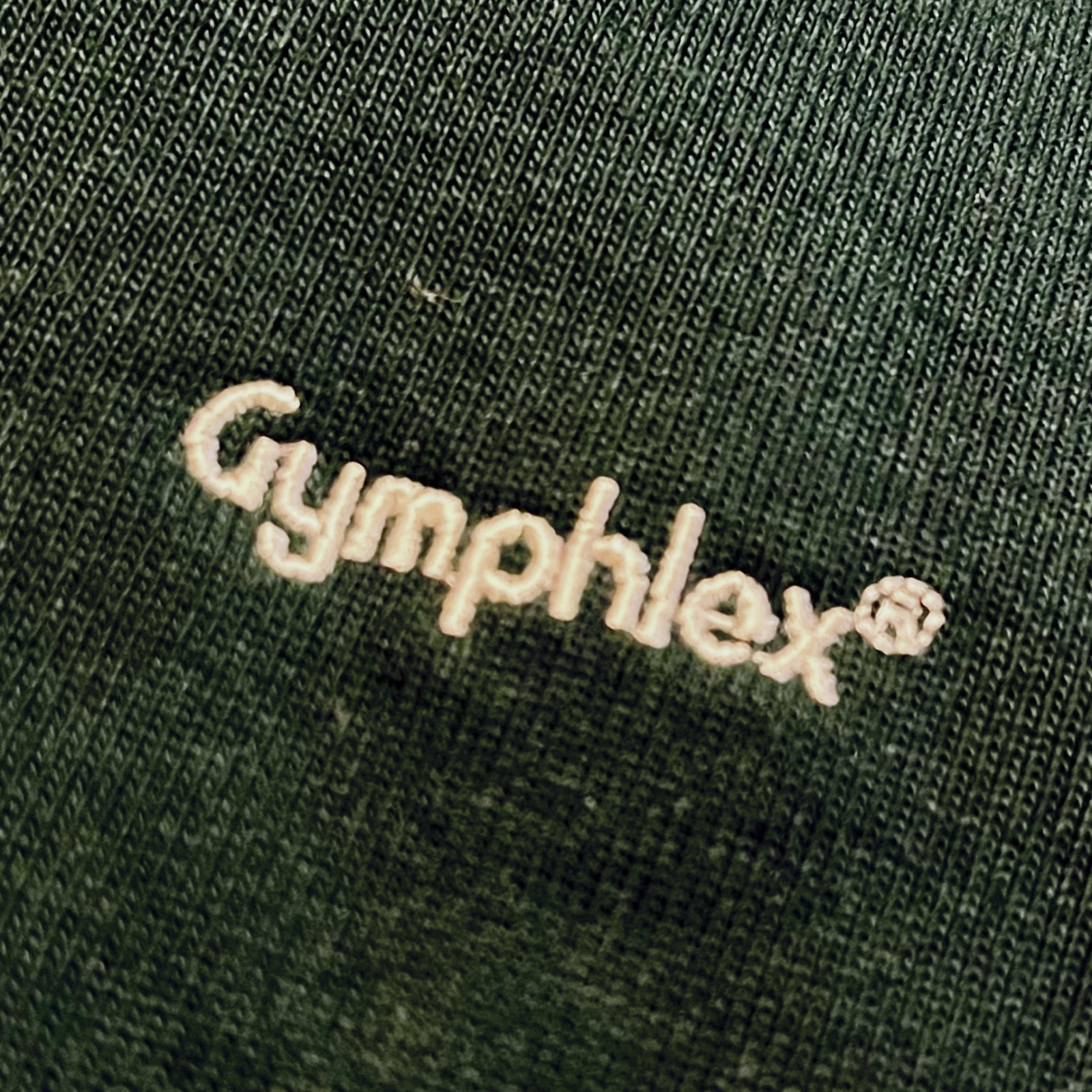 ムーンテッド(MoonTed)の日記より、Tシャツに刺繍されたGymphlexのロゴのアップ